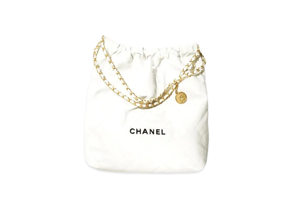 CHANEL 22 Large Hand Bag Shiny Calfskin "White"