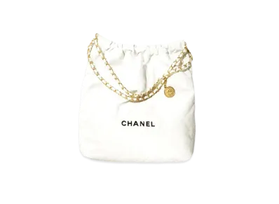 CHANEL 22 Large Hand Bag Shiny Calfskin "White"