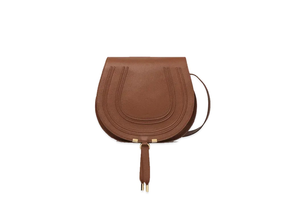 Chloe Marcie Medium Saddle Bag In Grained Calfskin "Tan"
