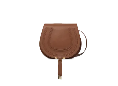 Chloe Marcie Medium Saddle Bag In Grained Calfskin "Tan"