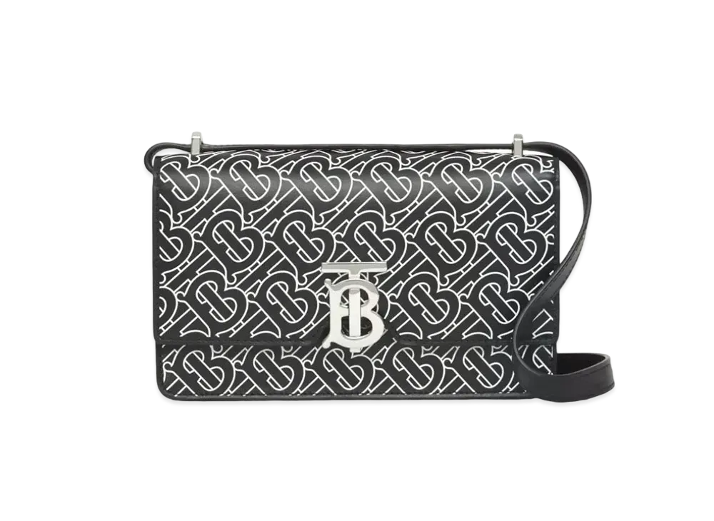 BURBERRY Monogram Printed Leather Robin Bag "Black/White"