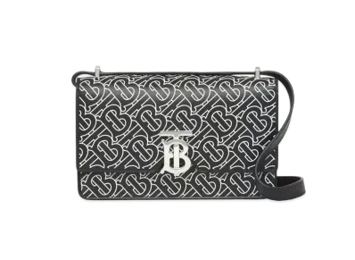 BURBERRY Monogram Printed Leather Robin Bag "Black/White"