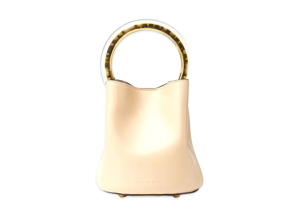 Marni PANNIER Bag in Calf Leather with Resin and Metal Handle "White"