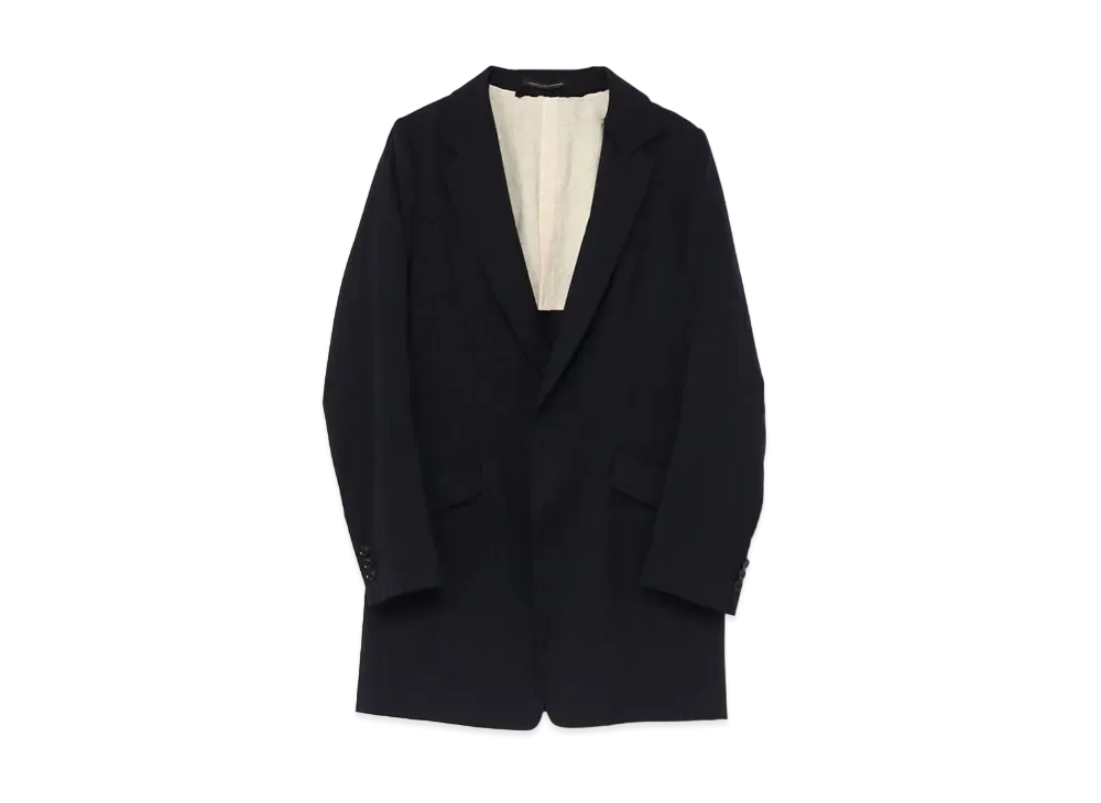 Yohji Yamamoto Y's TWILL STRIPE LEFT 2 LAYER COLLAR JACKET "Navy"