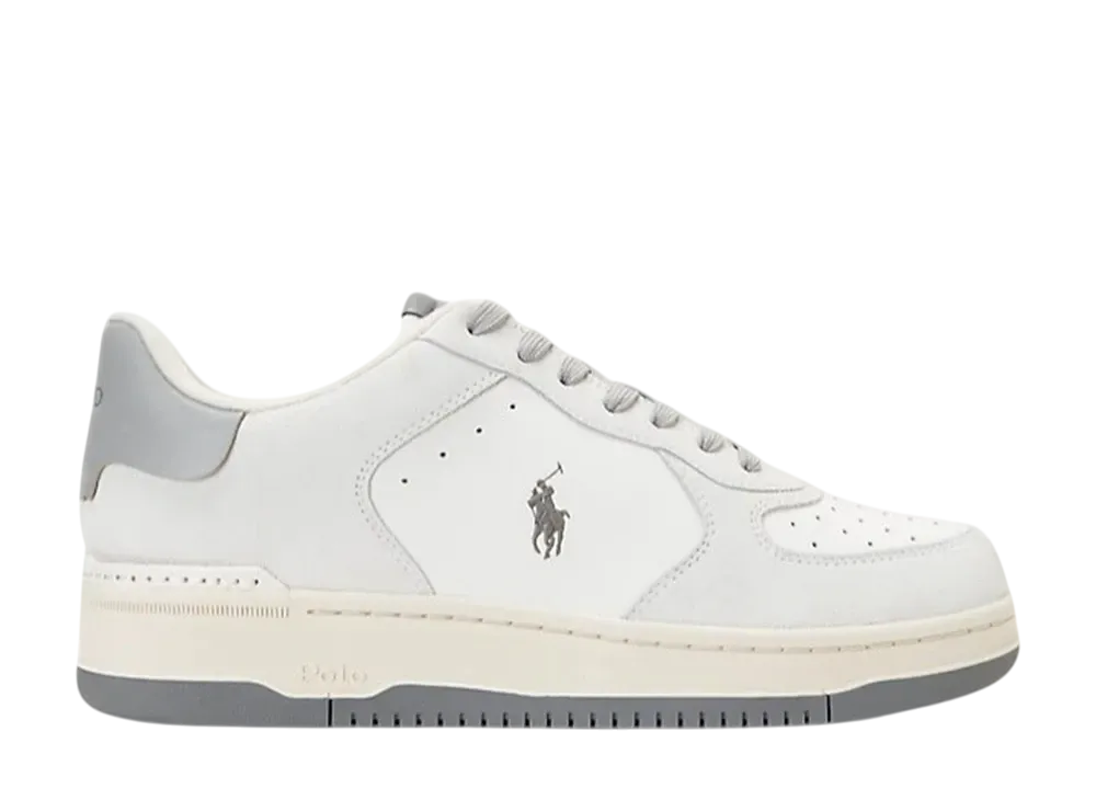 Polo Sport Ralph Lauren Masters Court Leather-Suede Sneaker "Deckwash White/Grey"