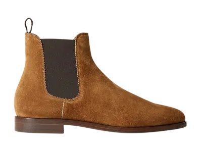 Ralph Lauren Purple Label Grantly Calf-Suede Chelsea Boot "Cacao"