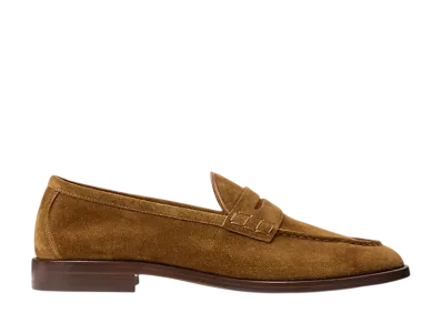 Ralph Lauren Purple Label Bolden Calf-Suede Penny Loafer "Cacao"