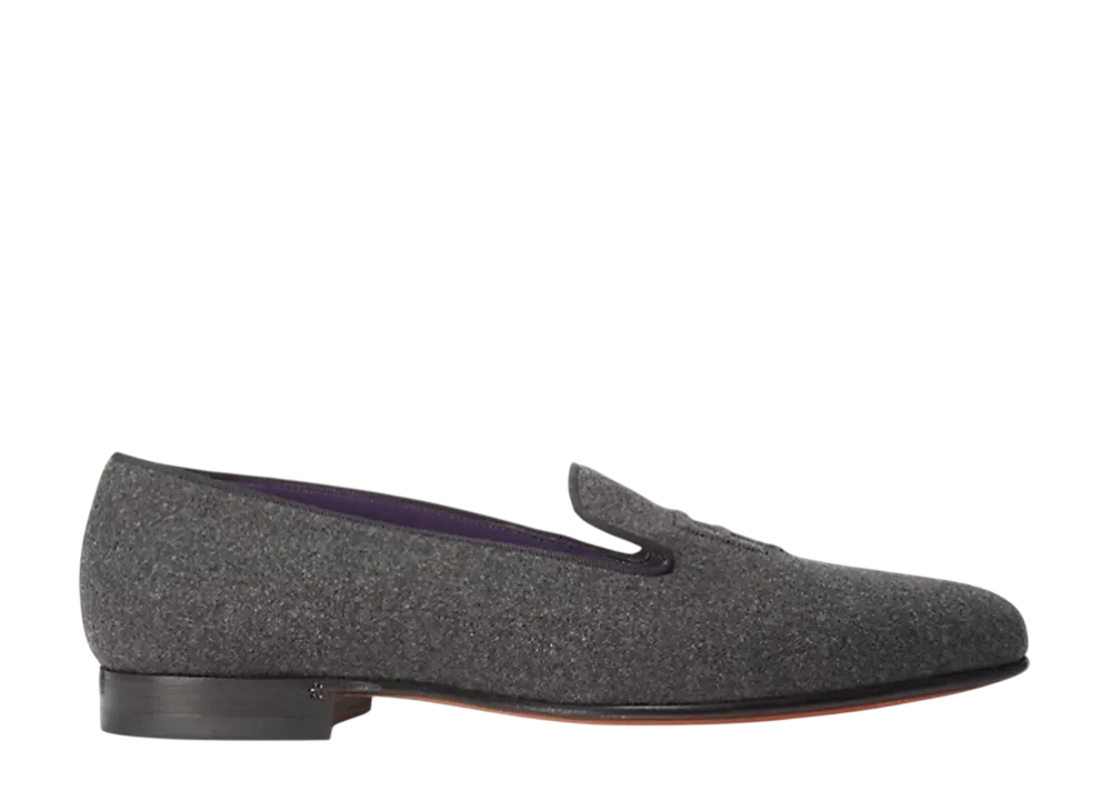 Ralph Lauren Purple Label Alonzo Wool Flannel Slipper "Dark Grey"