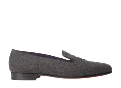 Ralph Lauren Purple Label Alonzo Wool Flannel Slipper "Dark Grey"