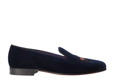 Ralph Lauren Purple Label Alonzo Standing Horse Velvet Slipper "Classic Chairman Navy"