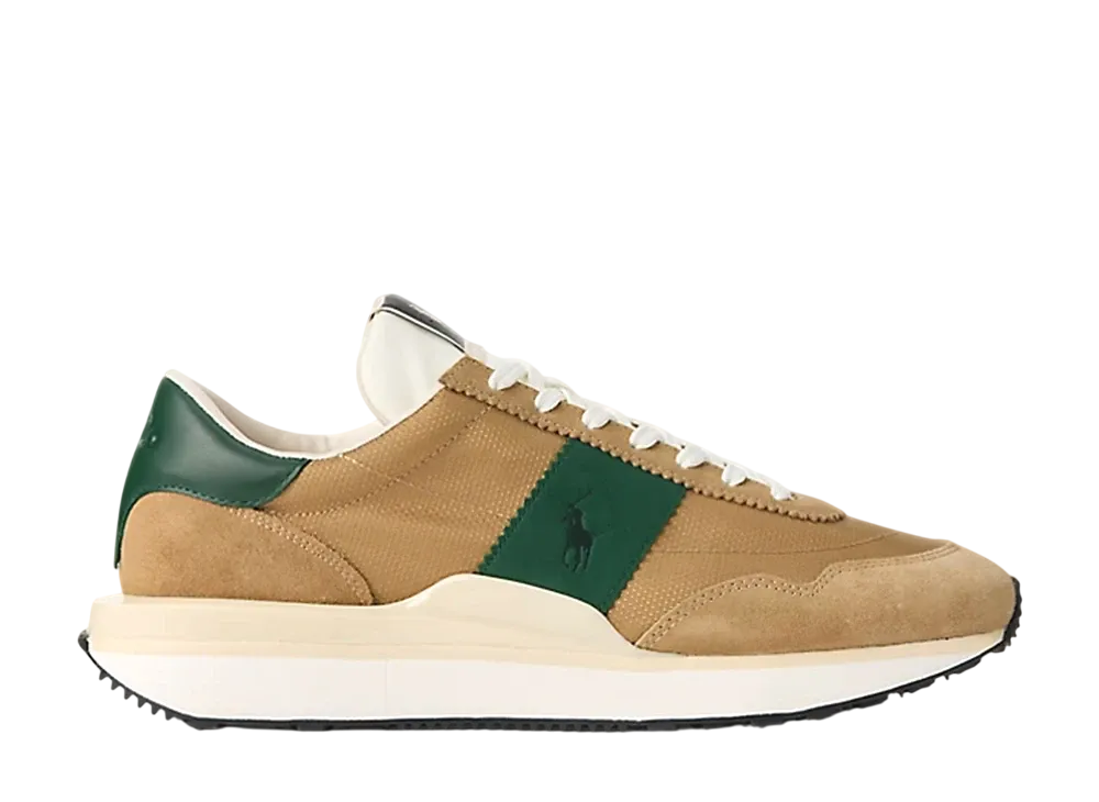 Polo Sport Ralph Lauren Train 89 Suede-Panelled Sneaker "Montana Khaki/Vintage Pine"