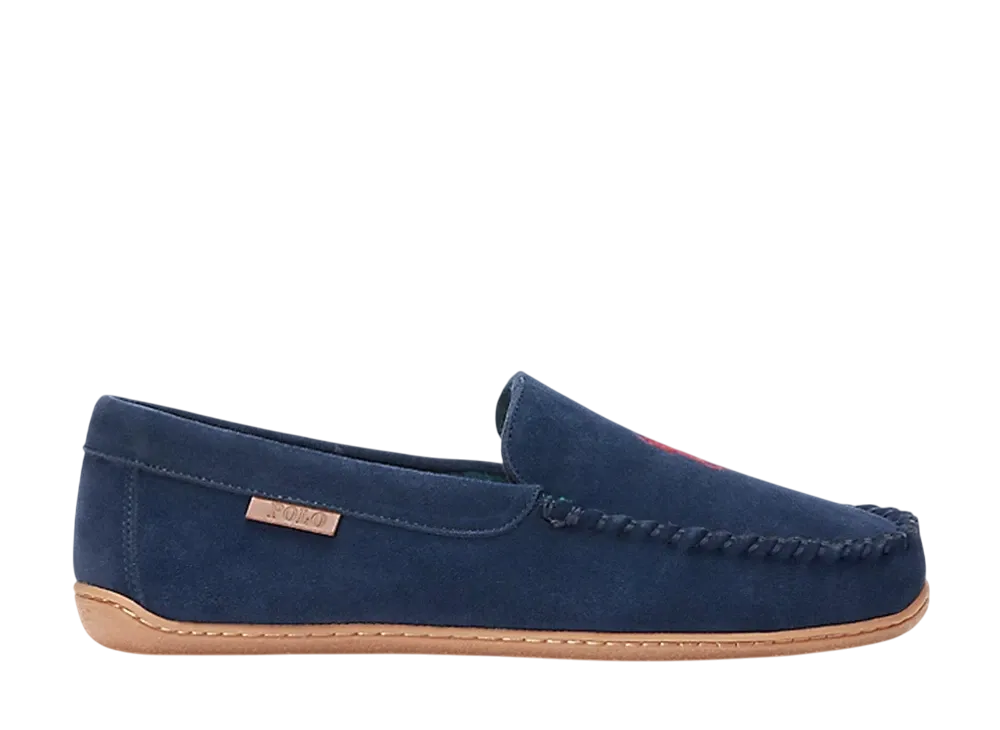 Polo Ralph Lauren Brenan Suede Slipper "Navy Suede/Red PP"
