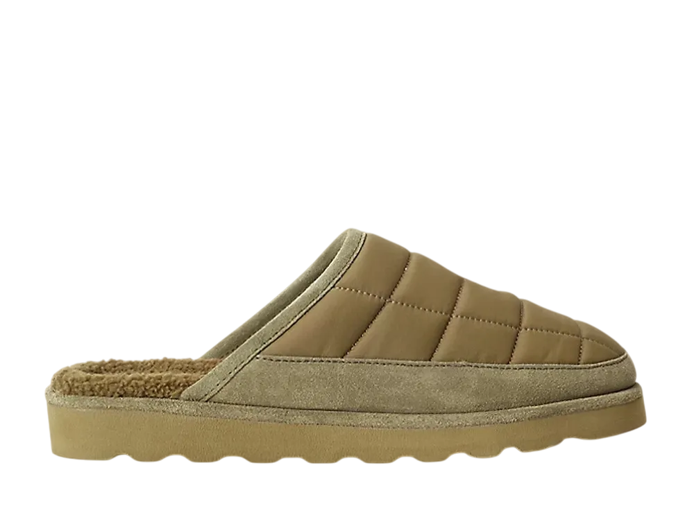 Polo Ralph Lauren Reade Suede-Trim Quilted Scuff Slipper "Olive Nylon/Cream PP"
