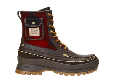 Polo Ralph Lauren Logan Leather and Plaid Wool Boot "Chocolate"