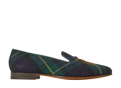Ralph Lauren Purple Label Alonzo Crest Plaid Twill Slipper "Gordon Tartan"