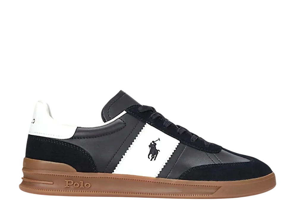 Polo Ralph Lauren Heritage Aera Leather-Suede Sneaker "Black/White"