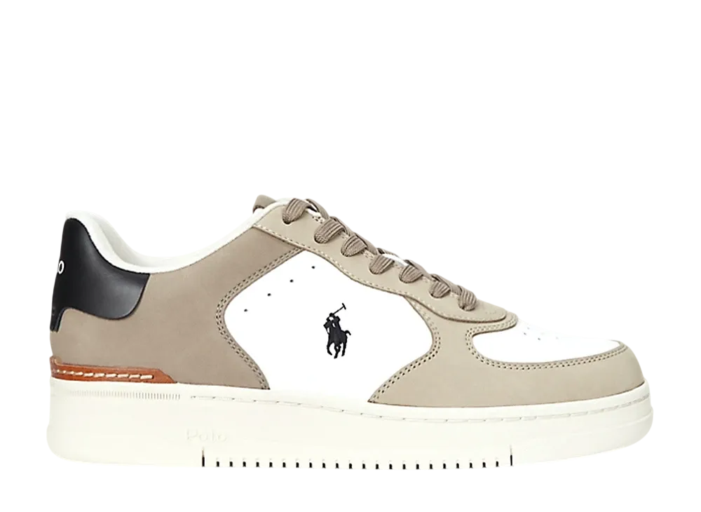 Polo Ralph Lauren Masters Court Nubuck & Leather Sneaker "Deckwash White/Tonal Milk"