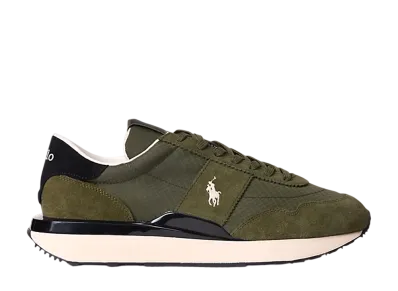 Polo Sport Ralph Lauren Train 89 Suede and Oxford Sneaker "Tonal Olive"