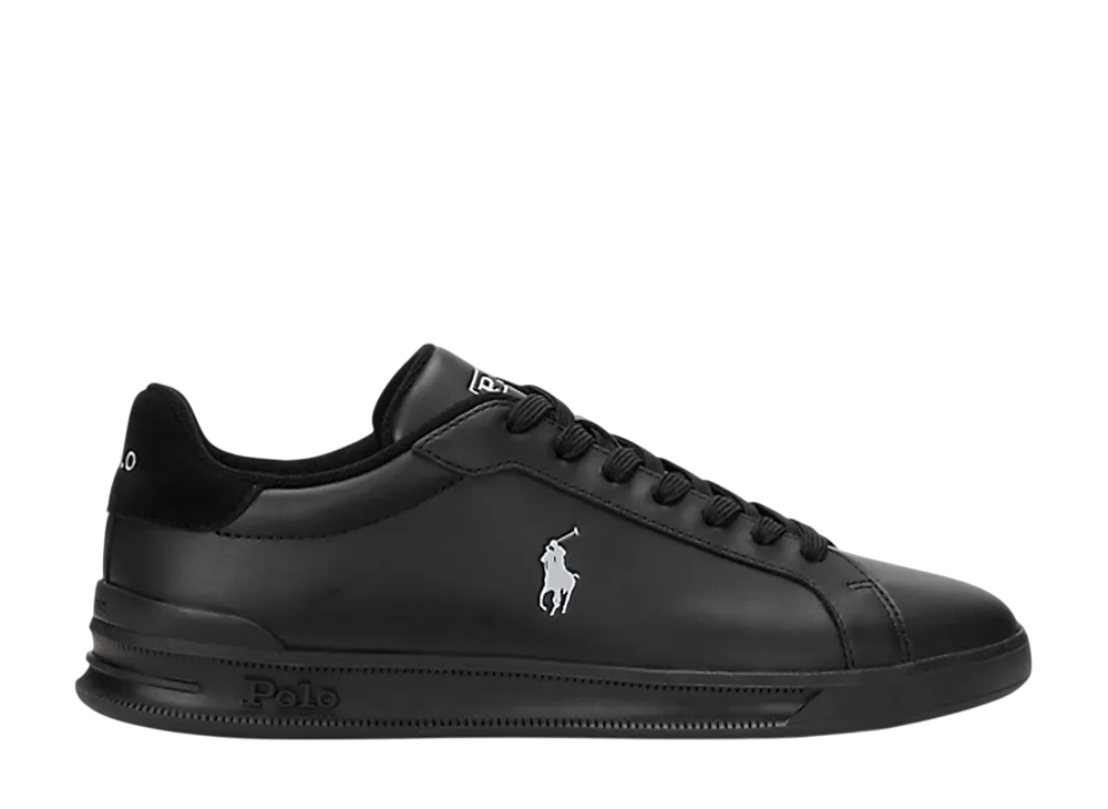 Polo Sport Ralph Lauren Heritage Court 2 Leather Sneaker "Black/Soft Grey"