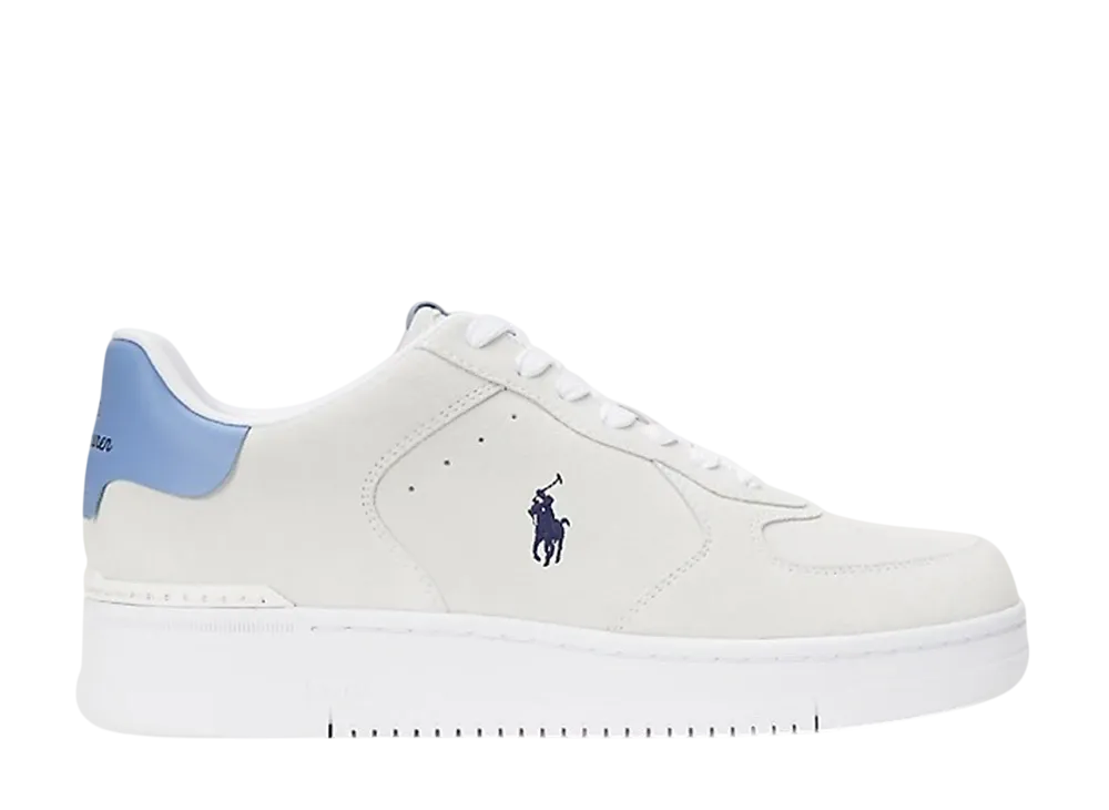 Polo Sport Ralph Lauren Masters Court Suede Sneaker "Bianco/Campus Blue"
