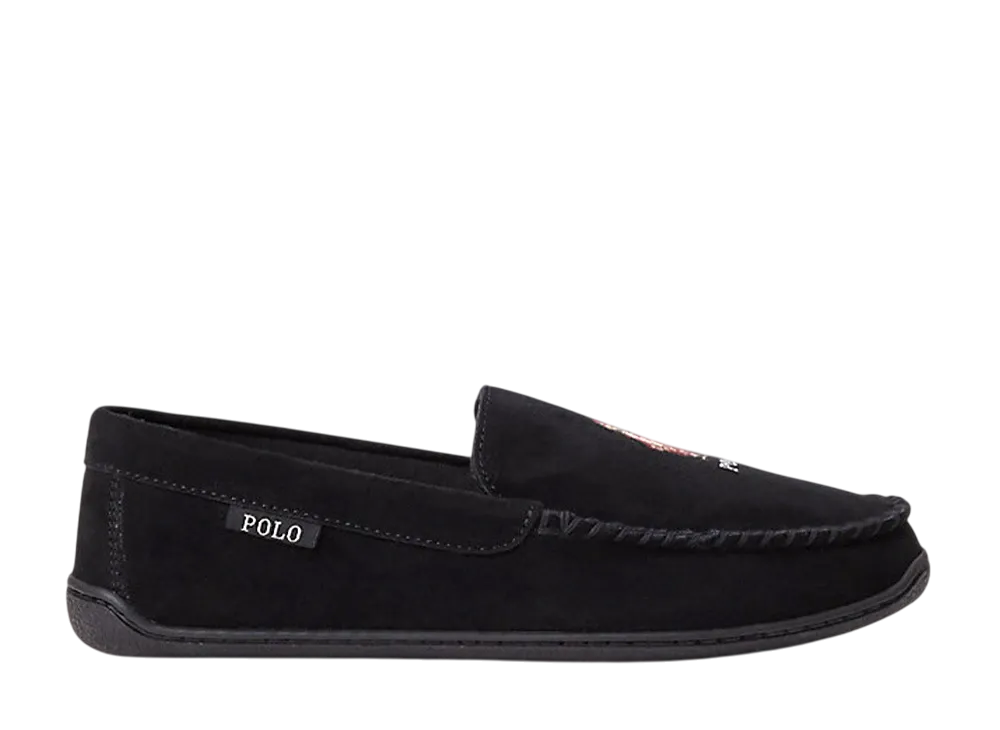 Polo Ralph Lauren Brenan Polo Bear Suede Slipper "Black Suede/Holiday Bear"