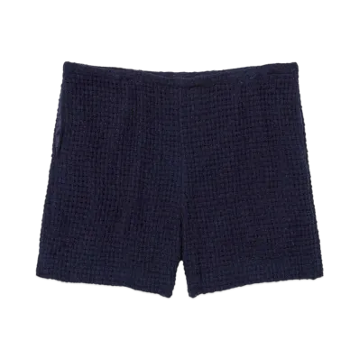 AURALEE Homespun Summer Tweed Mesh Shorts "Navy"