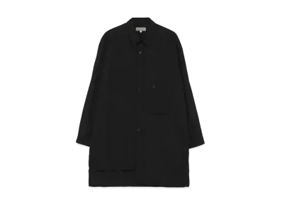 Yohji Yamamoto Pour Homme COTTON BROAD CHAIN STITCH FLAP POCKET BLOUSE "Black"