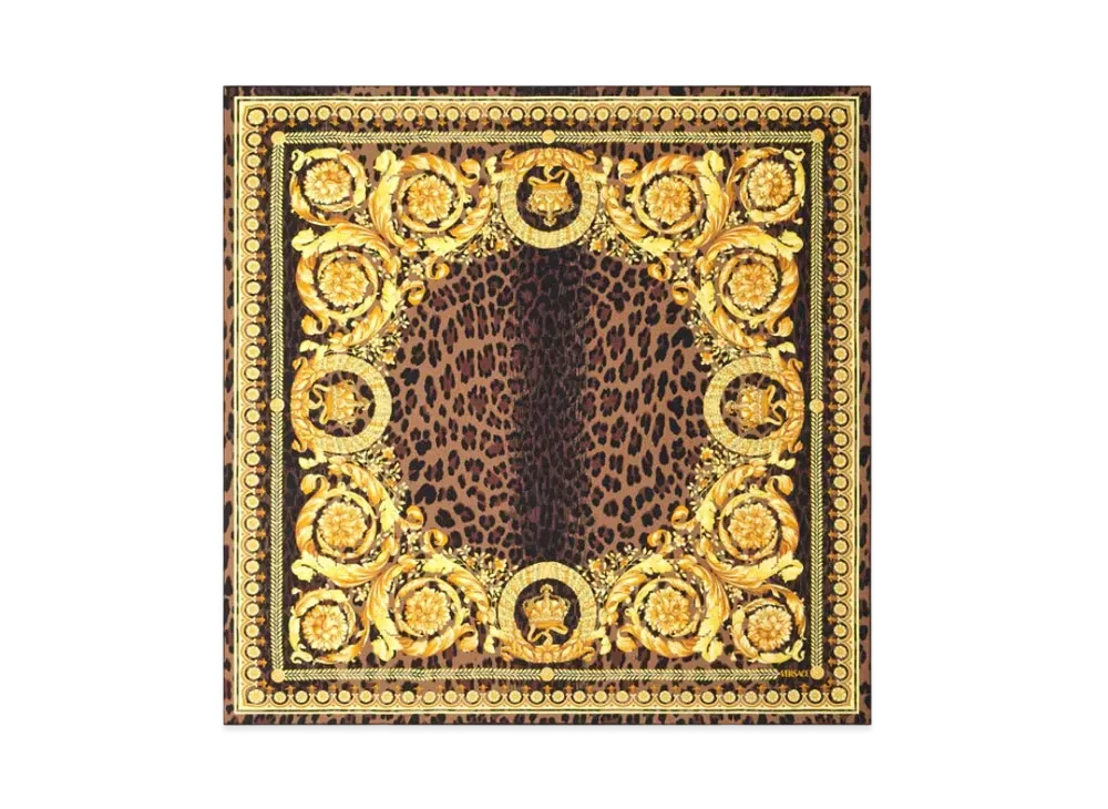 Versace Wild Barocco Silk Foulard 35" "Animalier"