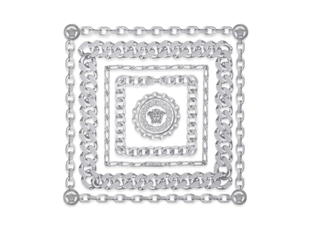 Versace Medusa Chains Large Silk Foulard 34.4" "Print"