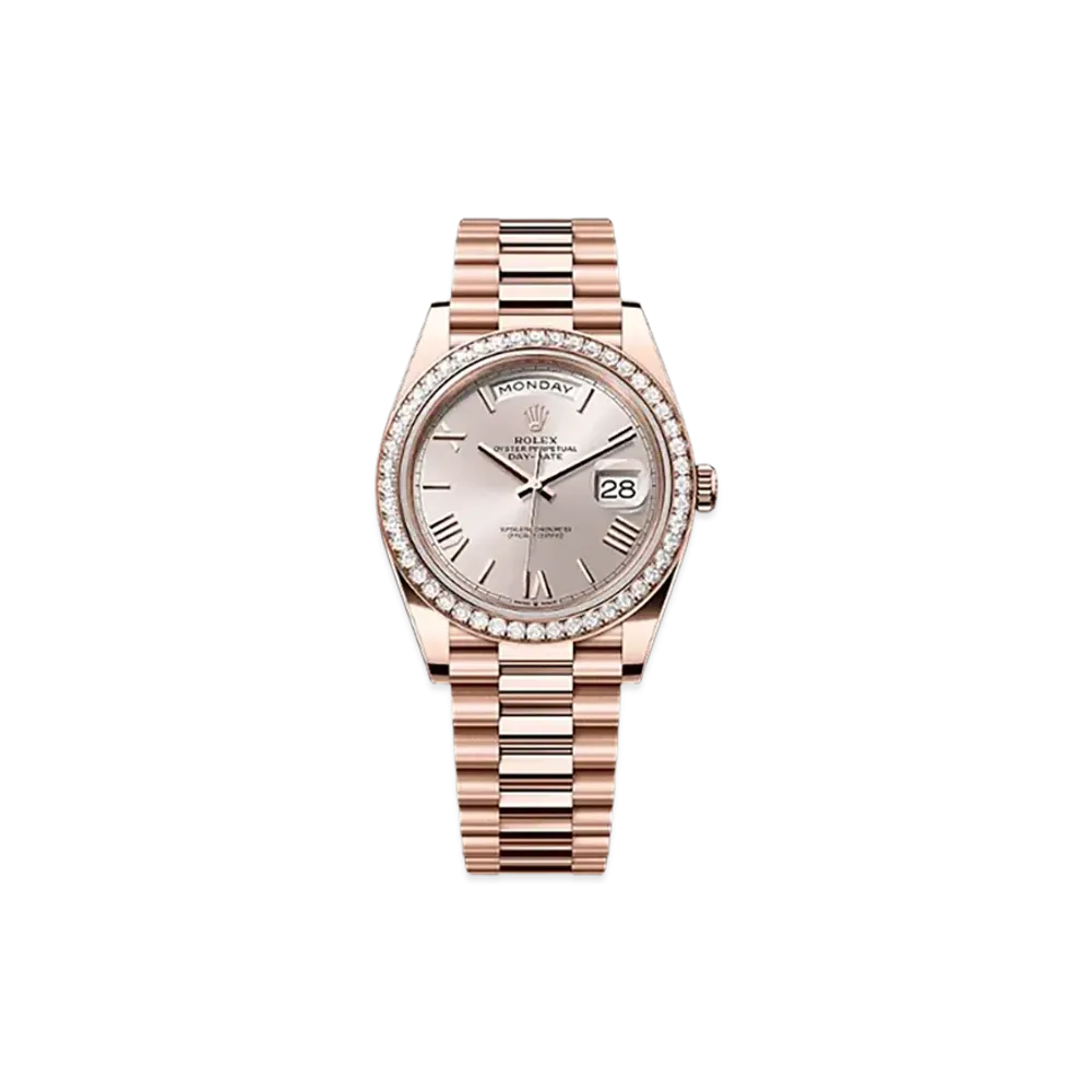 ROLEX Day-Date 40mm Everose Gold Diamond 228345RBR "Sundust"