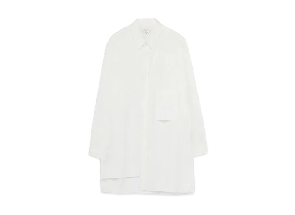 Yohji Yamamoto Pour Homme COTTON BROAD CHAIN STITCH FLAP POCKET BLOUSE "White"