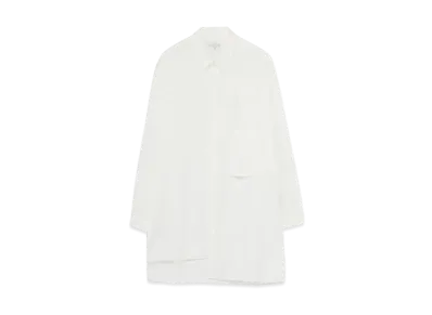 Yohji Yamamoto Pour Homme COTTON BROAD CHAIN STITCH FLAP POCKET BLOUSE "White"