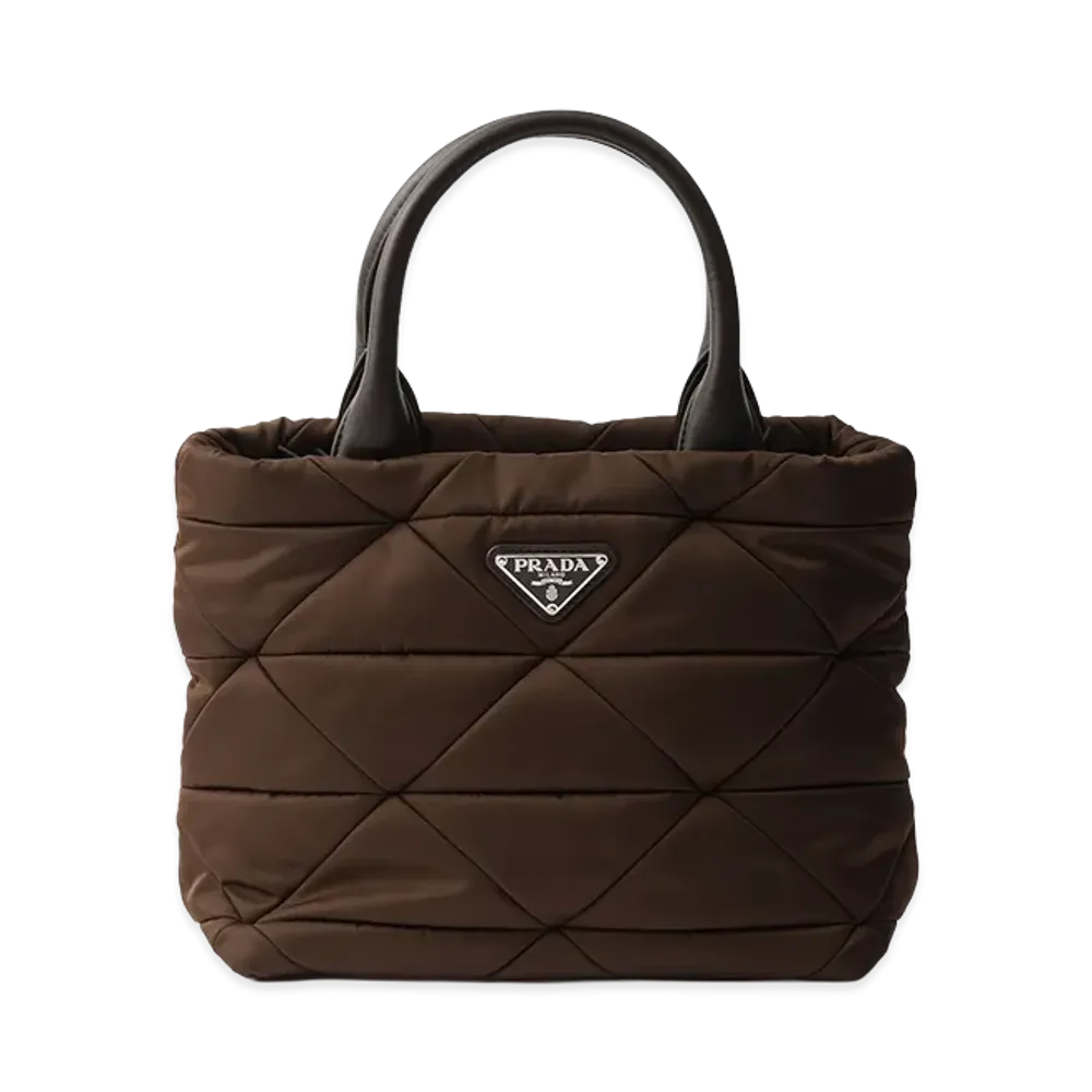PRADA Small Padded Re-Nylon Tote Bag "Sienna Brown"