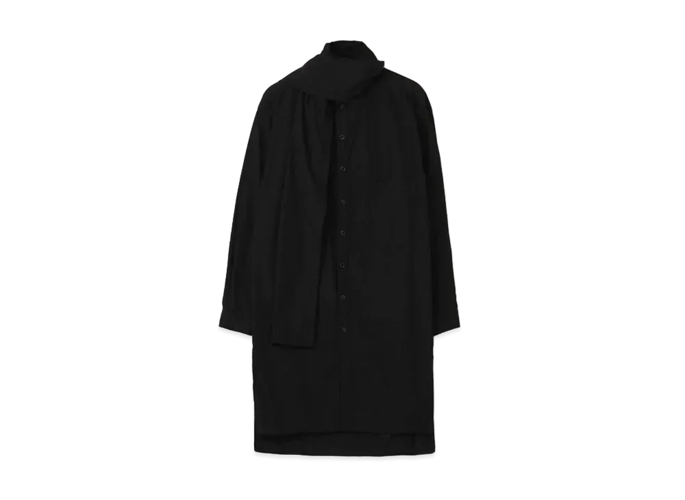 Yohji Yamamoto Pour Homme CHAIN STITCH BROAD STOLE COLLAR BLOUSE "Black"