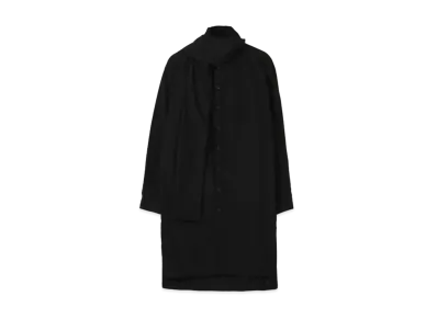 Yohji Yamamoto Pour Homme CHAIN STITCH BROAD STOLE COLLAR BLOUSE "Black"