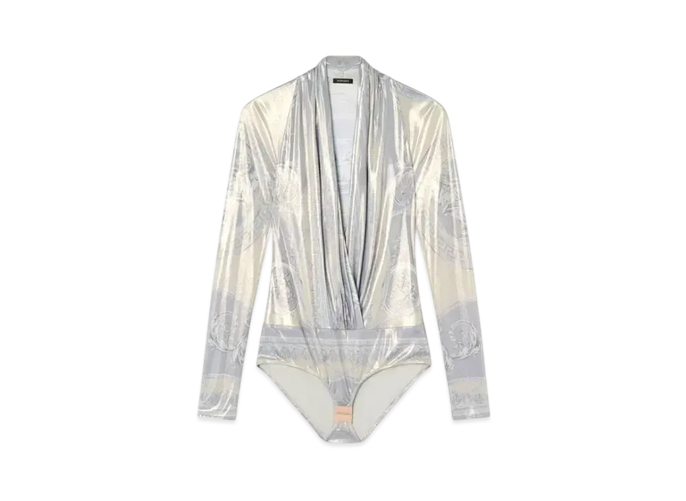 Versace La Coupe des Dieux Draped Bodysuit "Print"