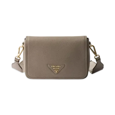 PRADA Leather Shoulder Bag "Light Gray"