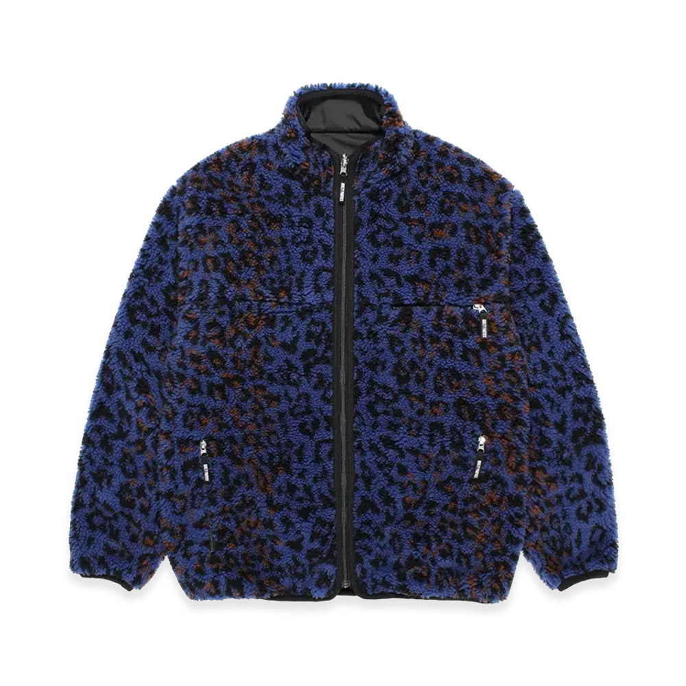 WACKO MARIA Reversible Leopard Boa Fleece Jacket "Blue"