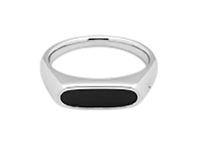 TOMWOOD Mario Ring Onyx "Silver"