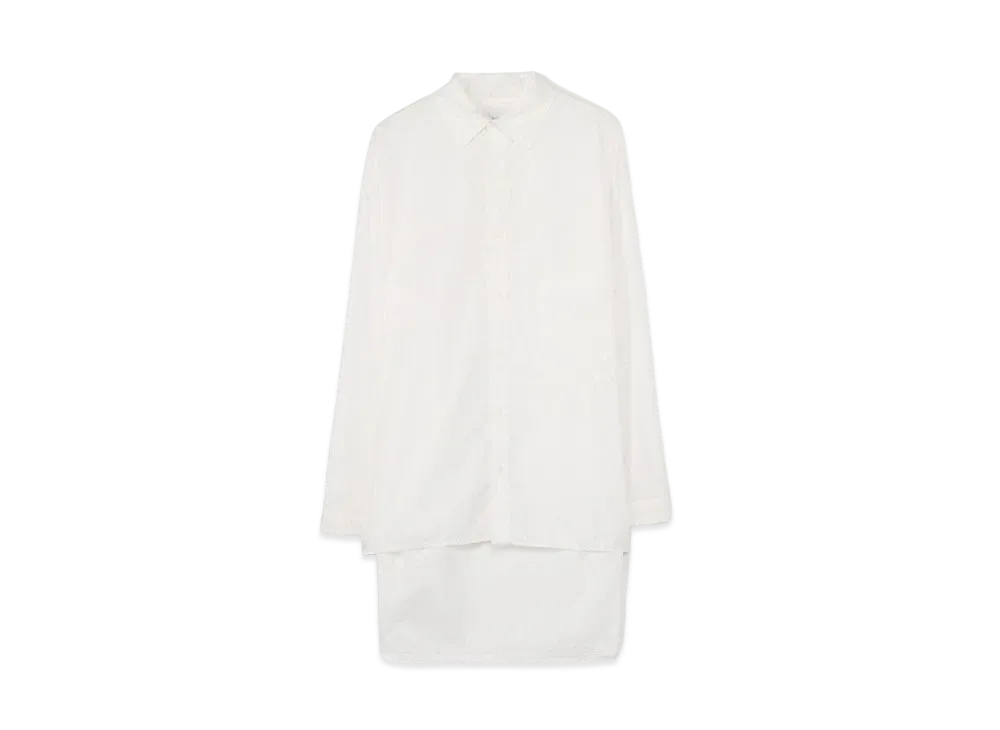 Yohji Yamamoto Pour Homme CHAIN STITCH BROAD FRONT BACK UNEVEN BLOUSE "White"