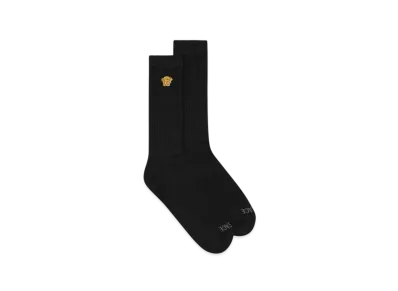 Versace Embroidered Medusa Ribbed Socks "Black"