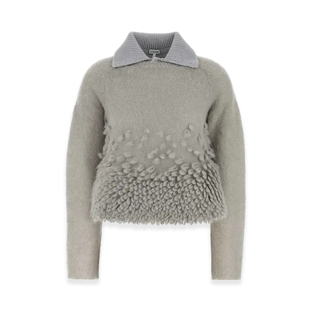 LOEWE Women's Mohair Blend Polo Shirt "Grey"
