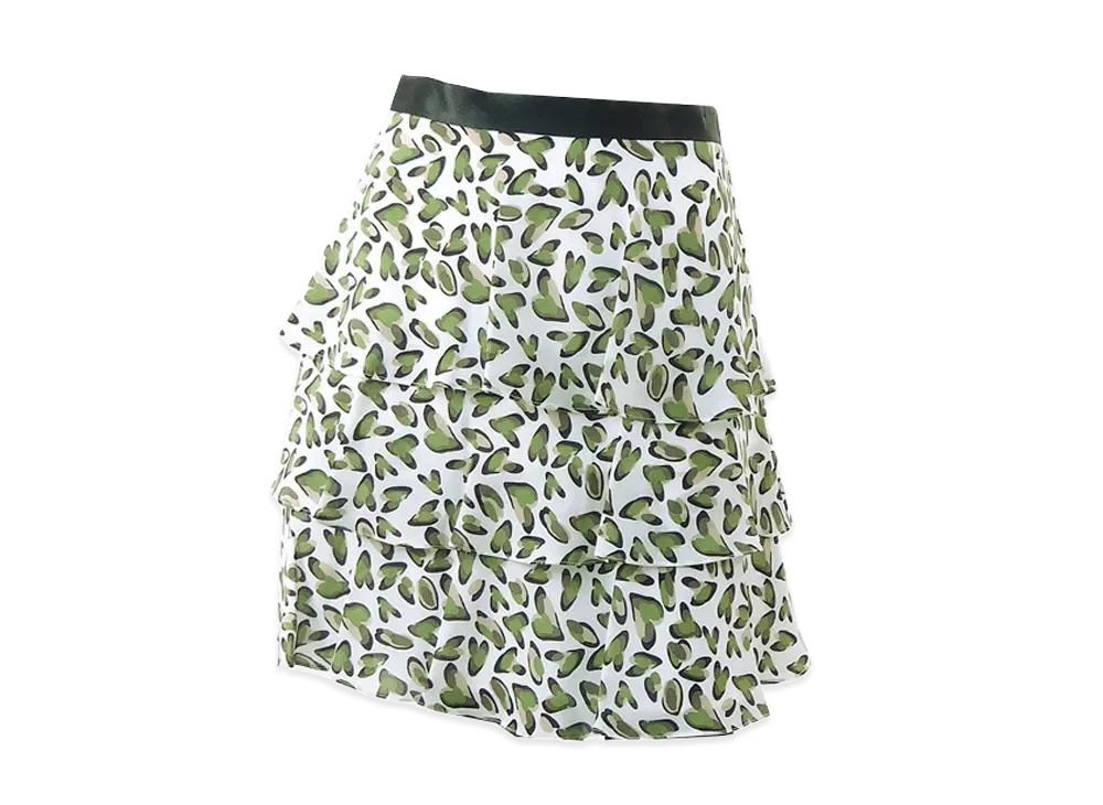 Max Mara Women's Sportmax Code Silk Tiered Skirt "White/Green"