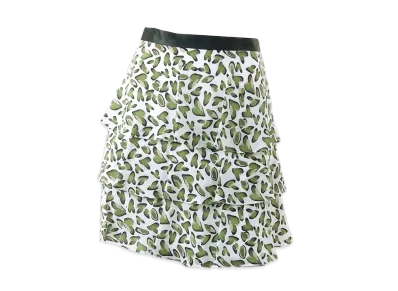 Max Mara Women's Sportmax Code Silk Tiered Skirt "White/Green"