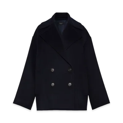 Weekend Max Mara Double-Sided Wool Double-Breasted Peacoat "Navy"