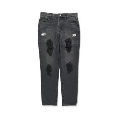 WIND AND SEA x HYSTERIC GLAMOUR Damaged Skinny Denim Pants "Gray"