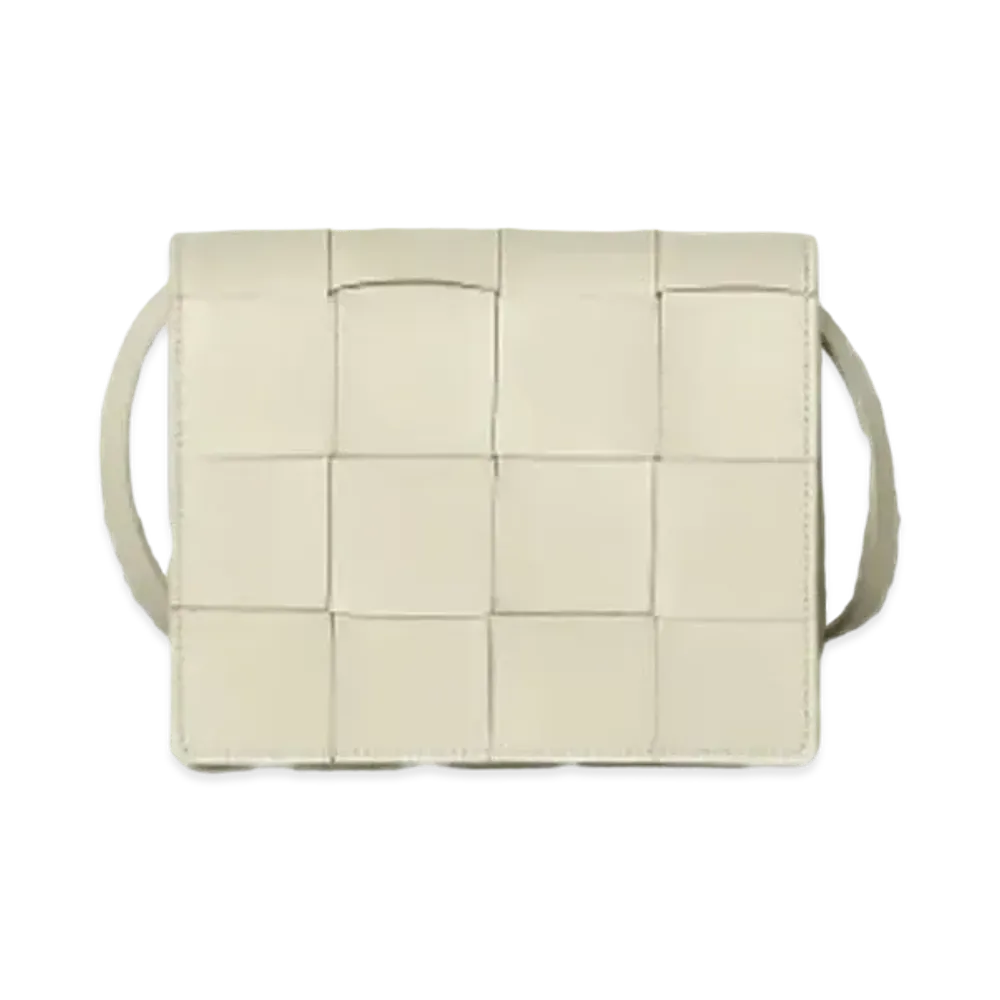 Bottega Veneta Intrecciato Woven Lambskin Mini Crossbody Bag "White"