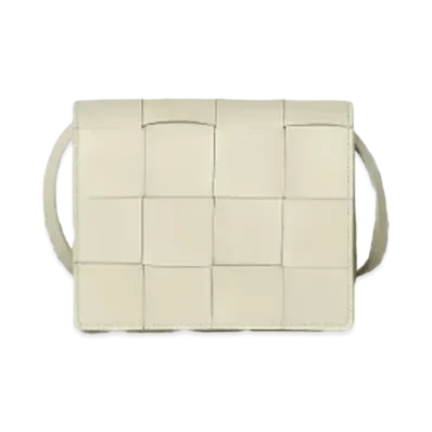Bottega Veneta Intrecciato Woven Lambskin Mini Crossbody Bag "White"