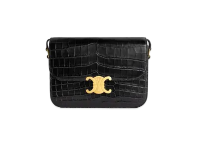 CELINE Medium Triomphe Bag In Crocodile "Black"