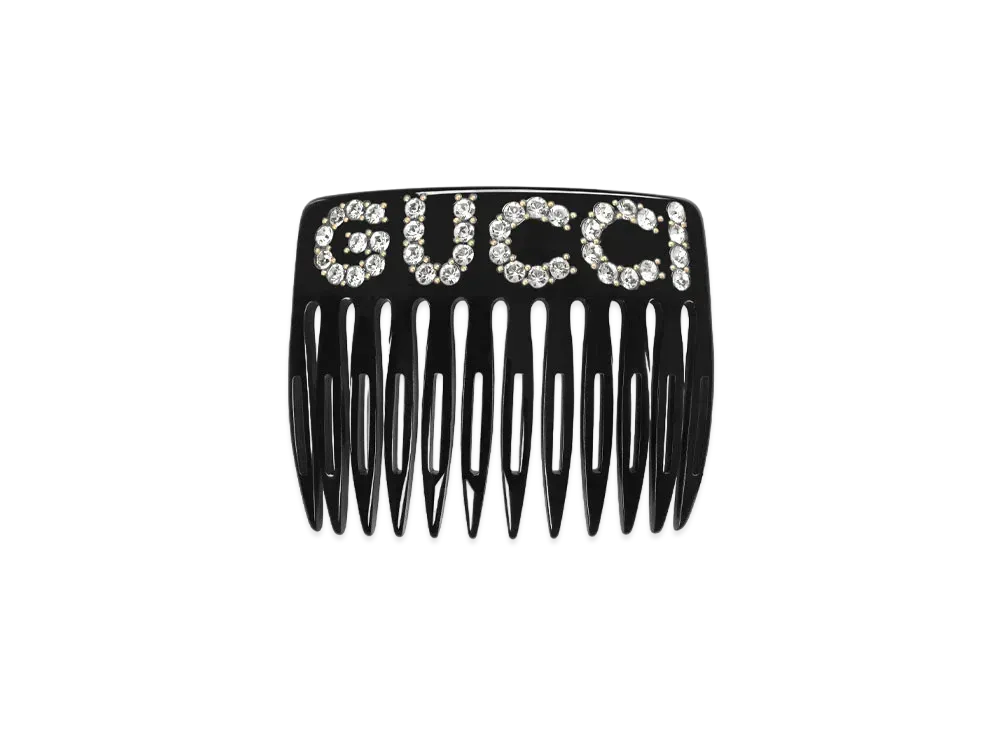 GUCCI Crystal Gucci Hair Comb "Black"
